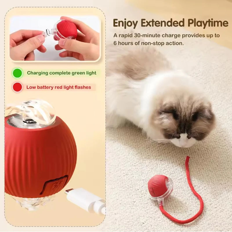 Smart Automatic Cat Ball Self Satisfying Silicone Rope Interactive Toy