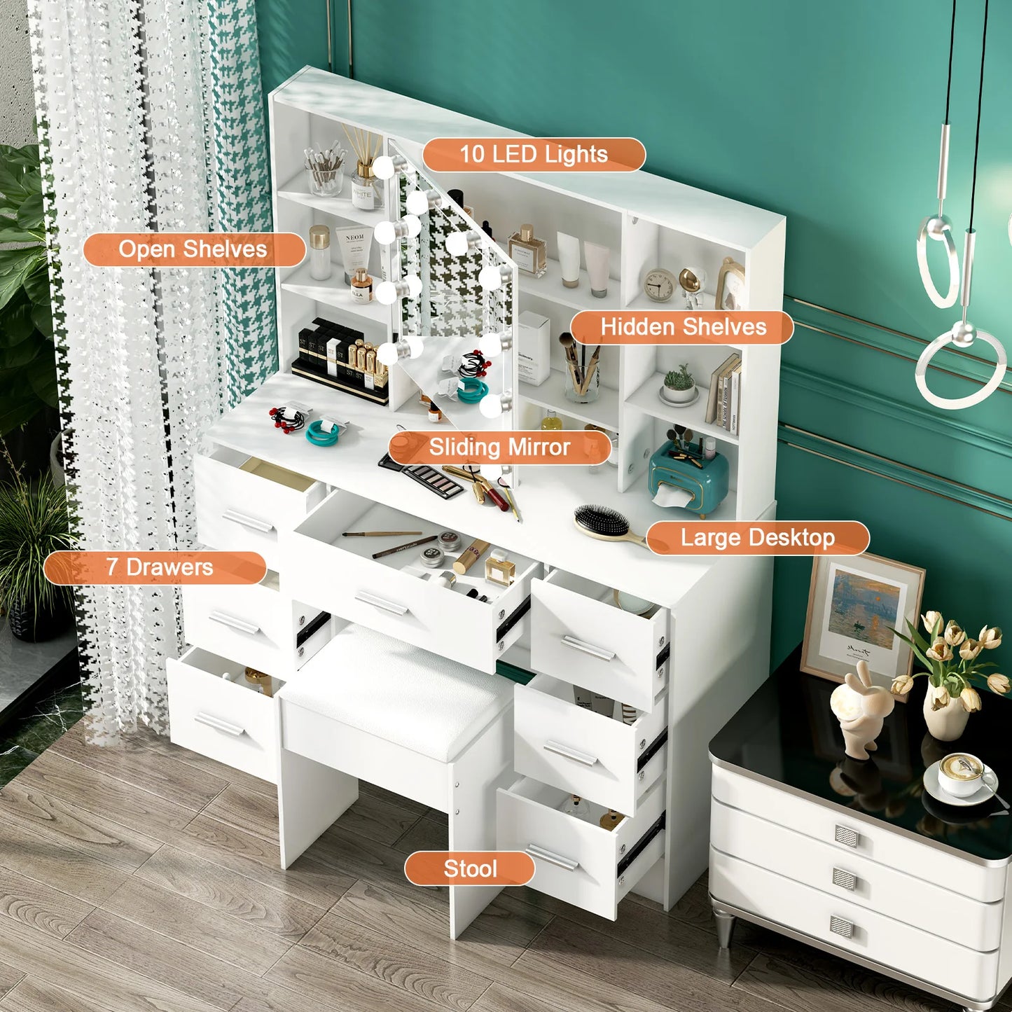 Onesaimei Minimalist Natural Wood Vanity With Light-Up Mirror
