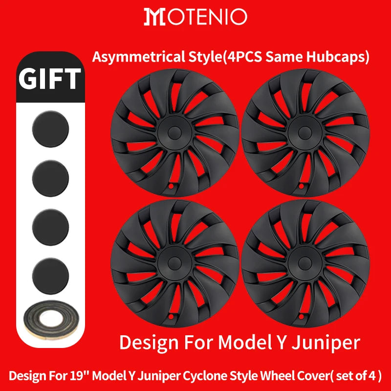 MOTENIO 4pc Smooth Style Rim Wheel Hub Cops For Tesla Model Y