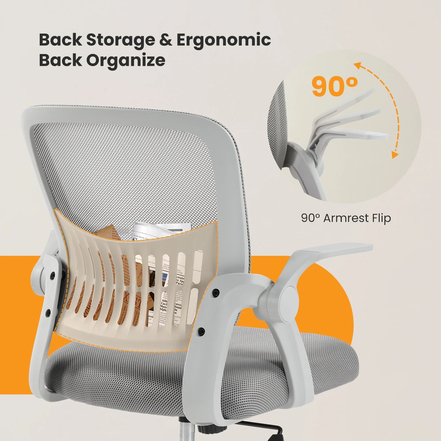 MCQ Ergonomic Mid Back Chair With Lumbar Support 360 Swivel