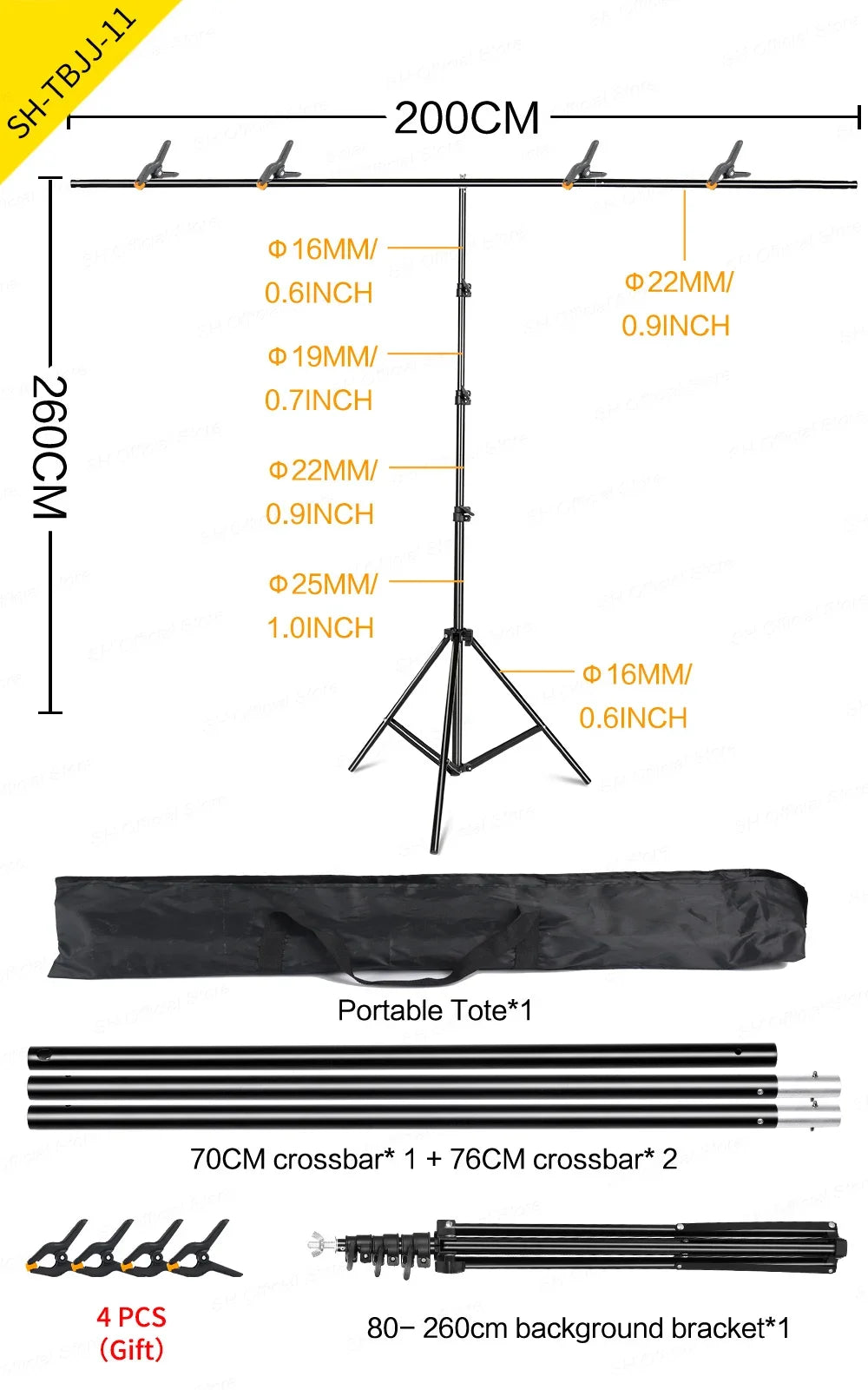 Sh Adjustable Aluminum T-Shaped Photography Backdrop Stand