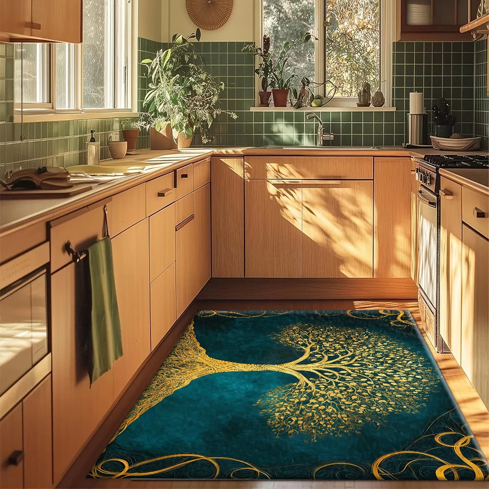 Magical Golden Tree Of Life Decorative Bedroom Rug