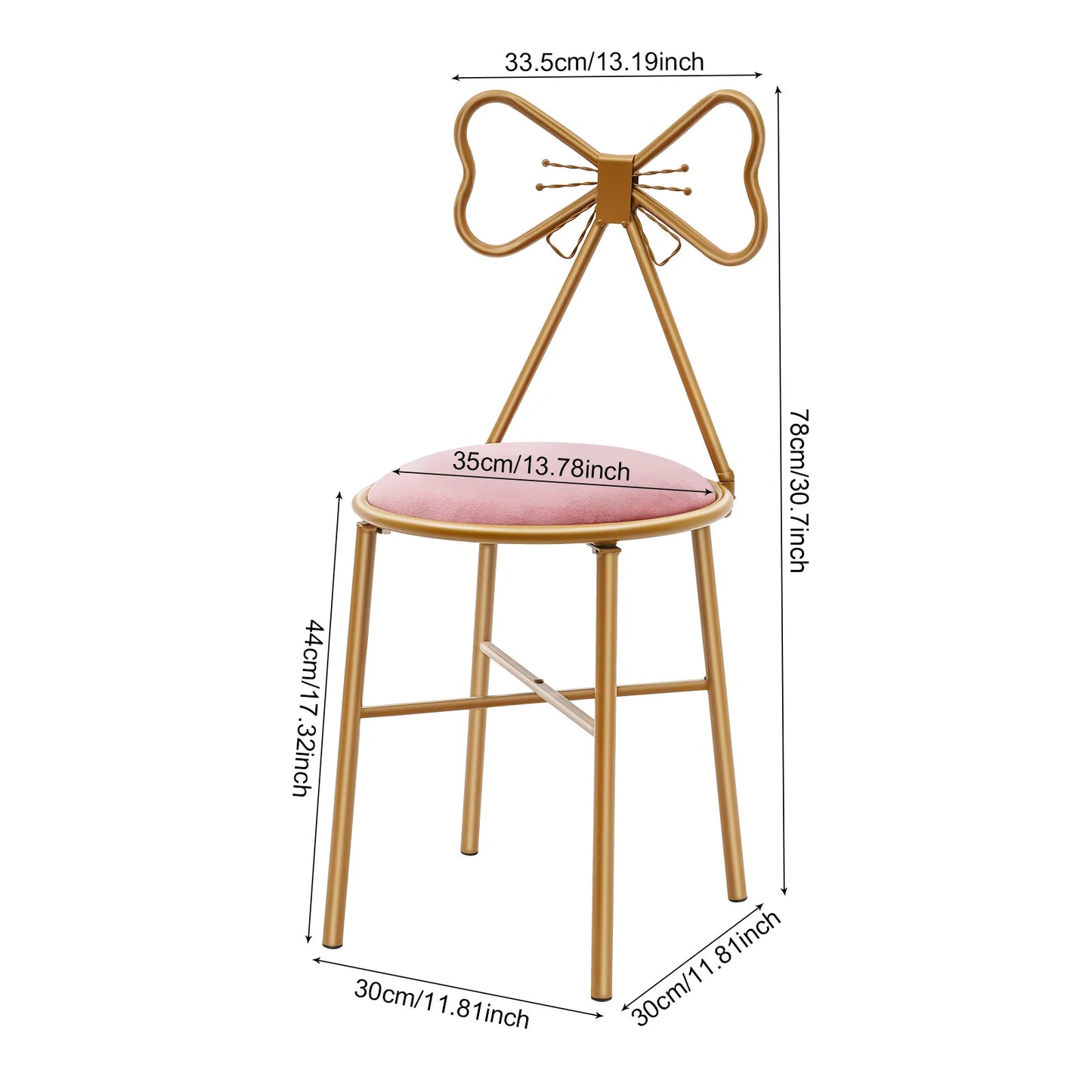 Butterfly Back Vanity Stool Flannelette Makeup Chair Backrest Bedroom