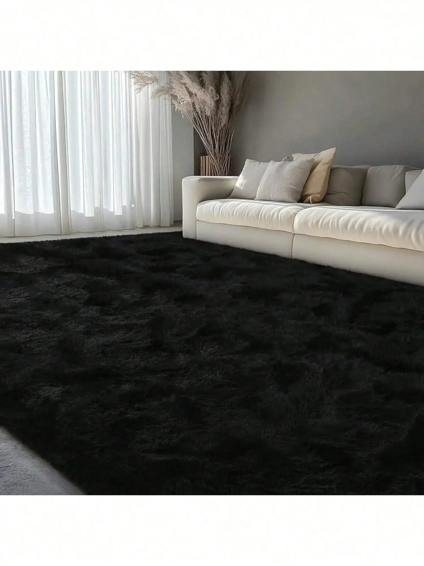 Soft Thick Non Slip Polyester Plush Long Pile Carpet