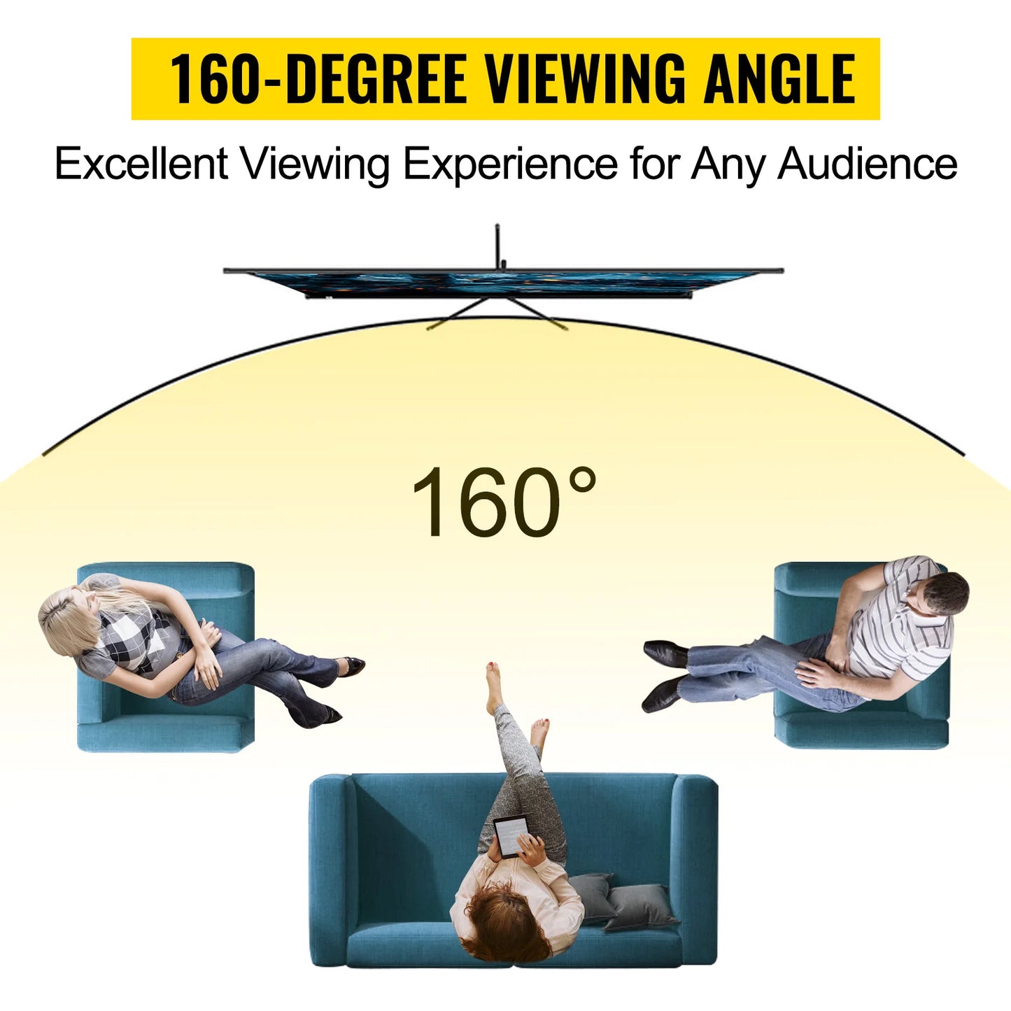 SucceBuy Portable Tripod Projector Screen 4K Home Cinema Indoor Outdoor