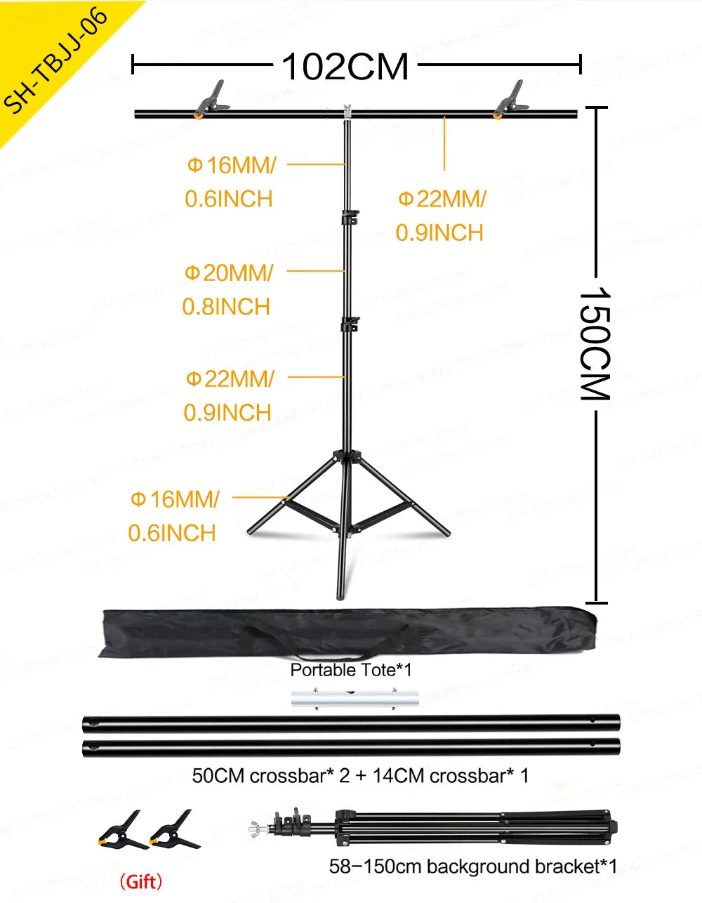 Sh Adjustable Aluminum T-Shaped Photography Backdrop Stand
