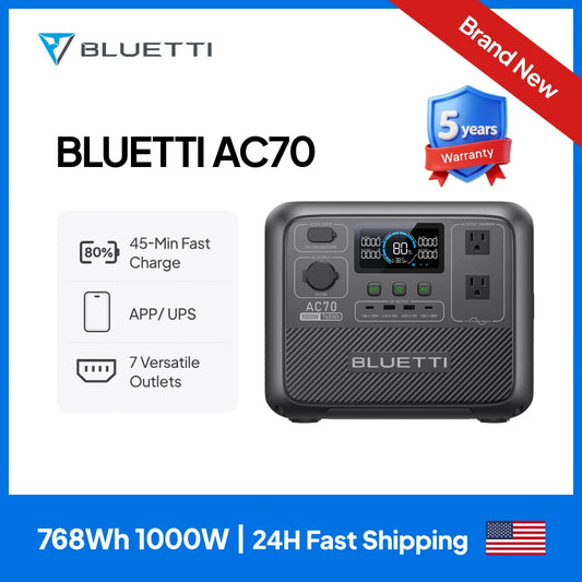 Bluetti Ac70 Portable Power Station 1000W 768Wh