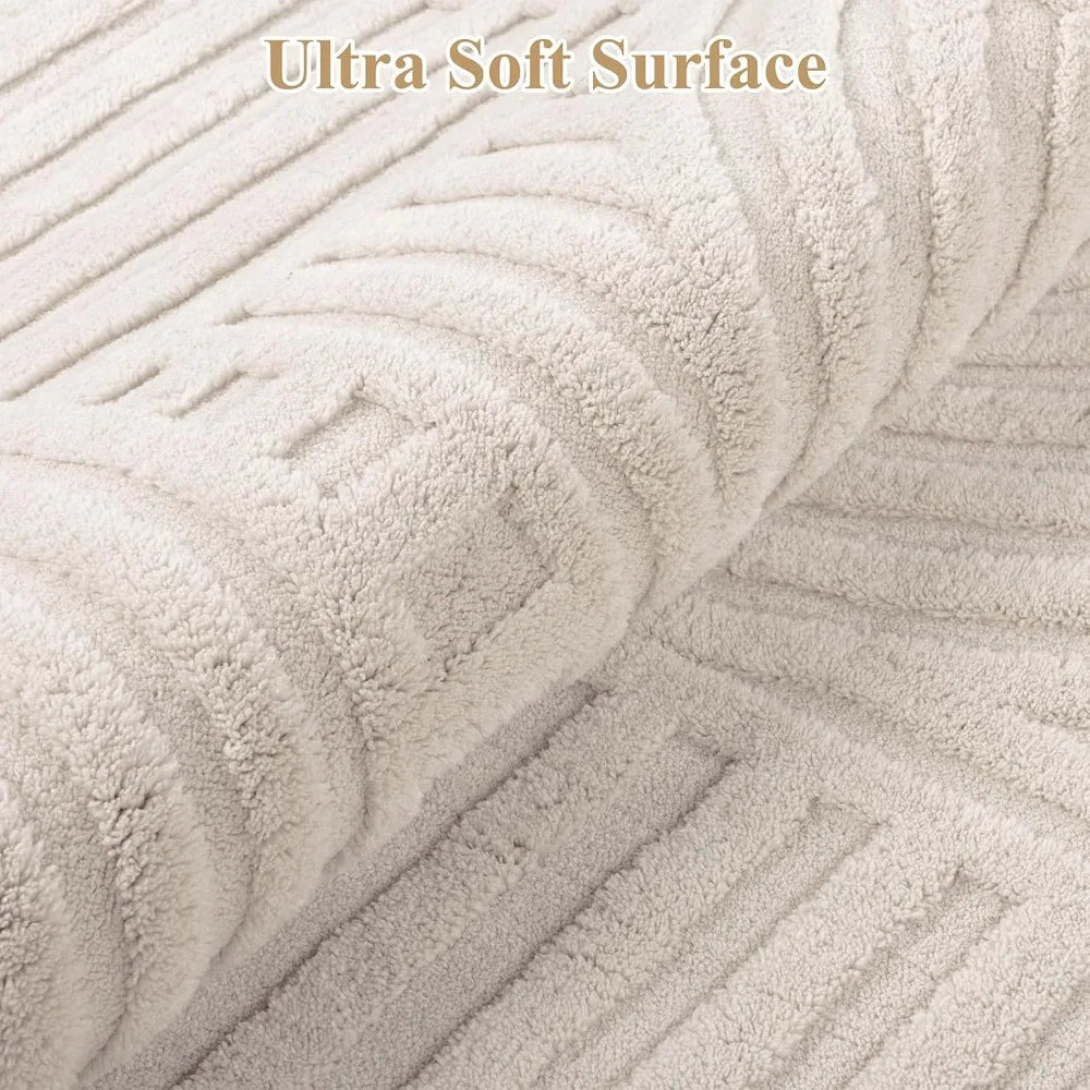 Modern Nylon Area Rug Featuring Non Slip Rubber Backing