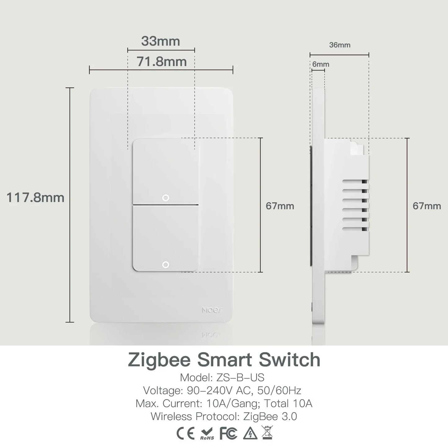 Moes Tuya ZigBee Smart Light Switch For Home Automation