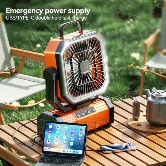 Portable Rechargeable 20000mAh Camping Ceiling Fan With Light Remote Control