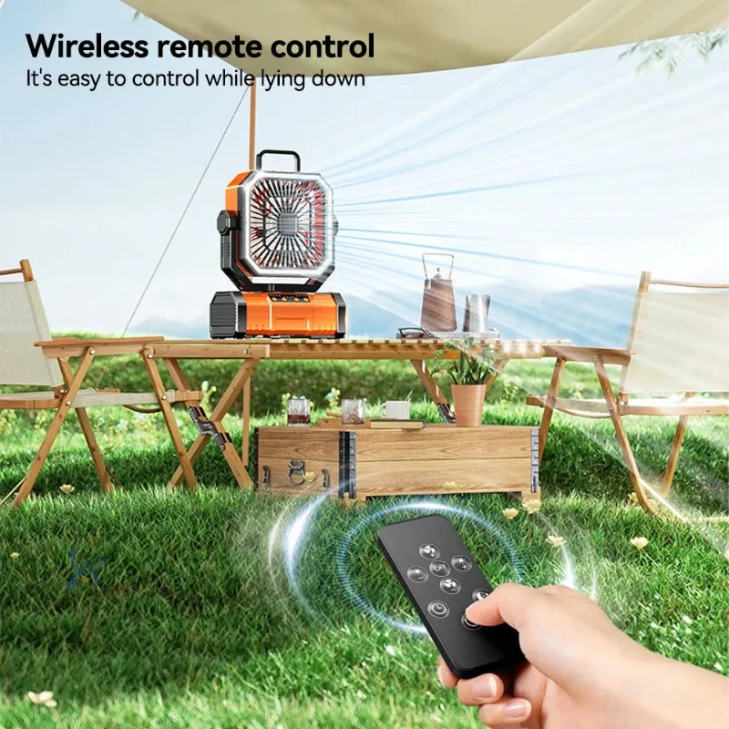 Portable Rechargeable 20000mAh Camping Ceiling Fan With Light Remote Control