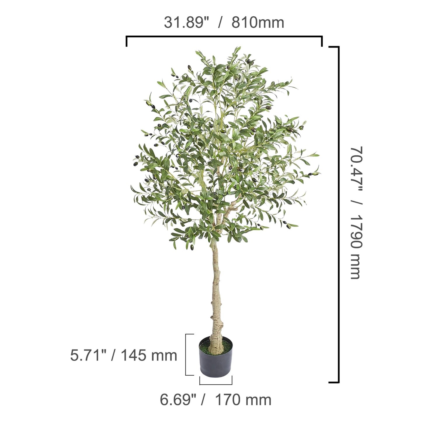 SucceBuy Artificial Olive Tree Plant Low Maintenance Indoor Outdoor Decor