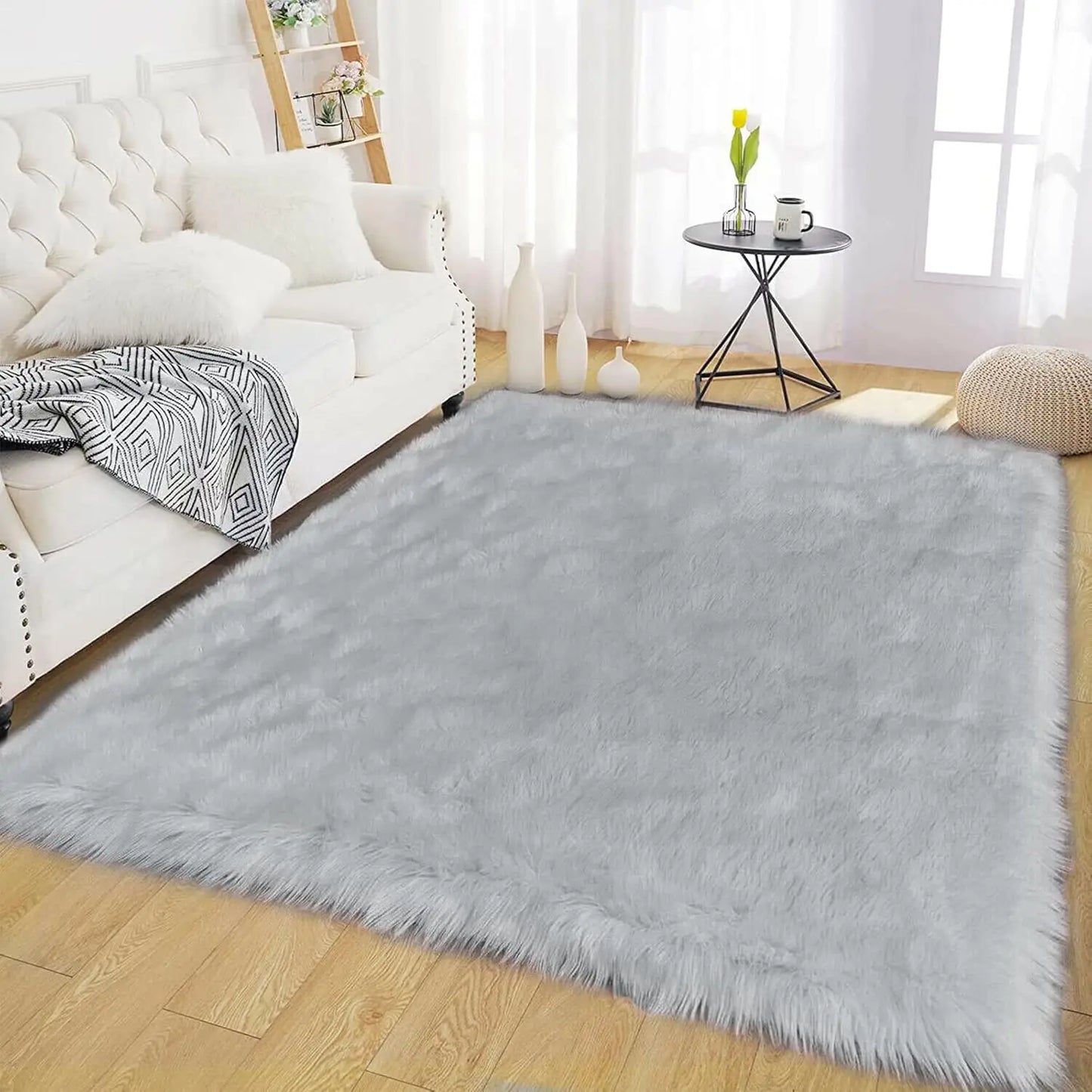 Premium Plush Polyester Fluffy Area Rug For Cozy Home Decor