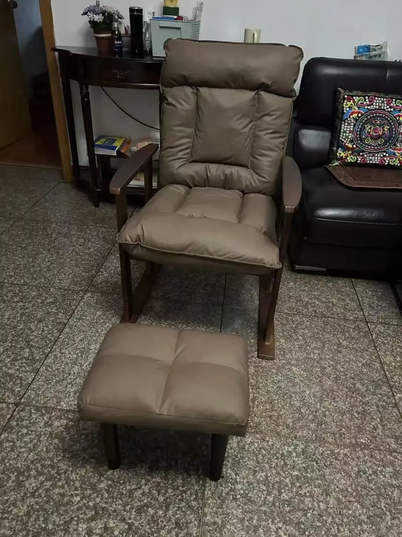 MOYU Ergonomic Adjustable Wood Recliner Office Chair For Home