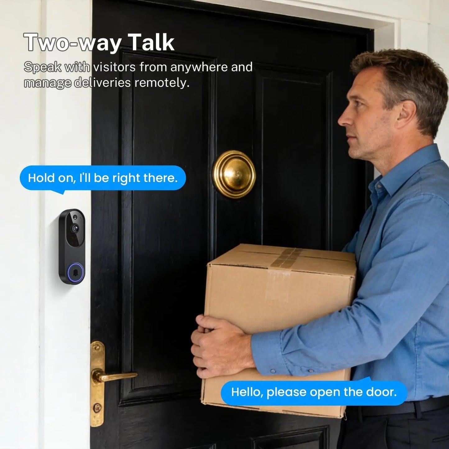 Wireless Wi-Fi Video Doorbell With Two Way Audio