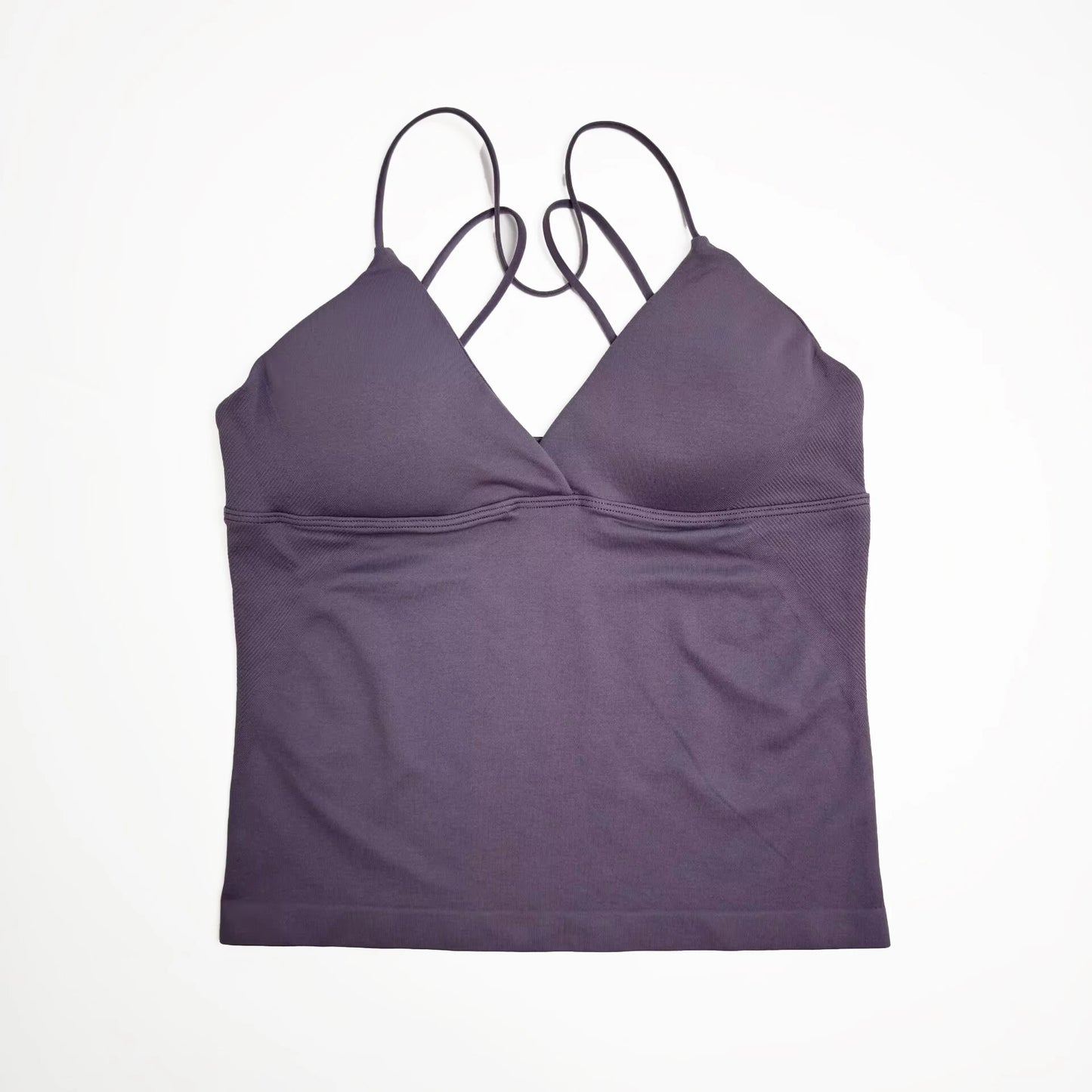Nclagen Women Seamless Twist Front Longline Yoga Top