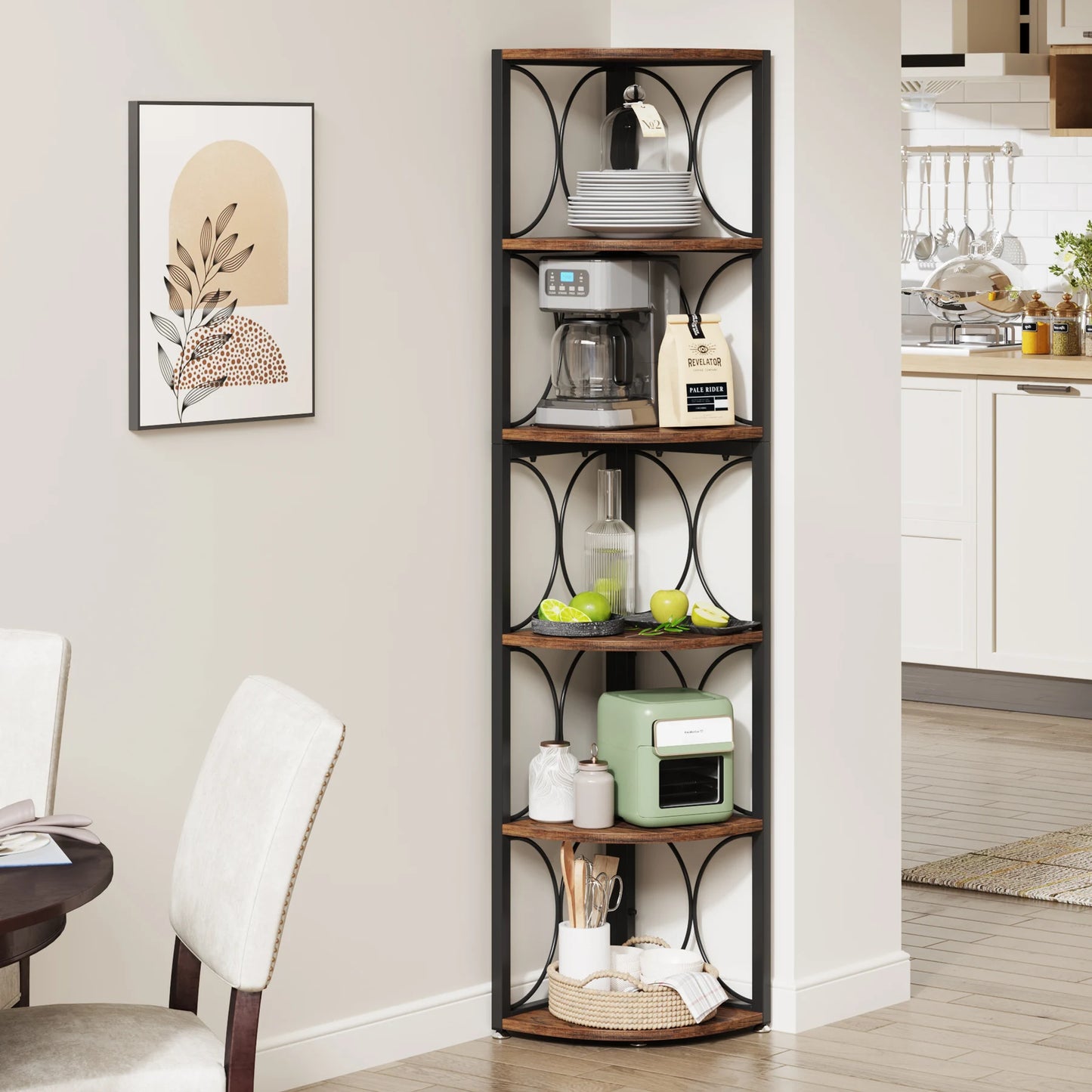 Tribesigns 6 Tier Tall Corner Shelf Bookshelf Storage Rack Furniture