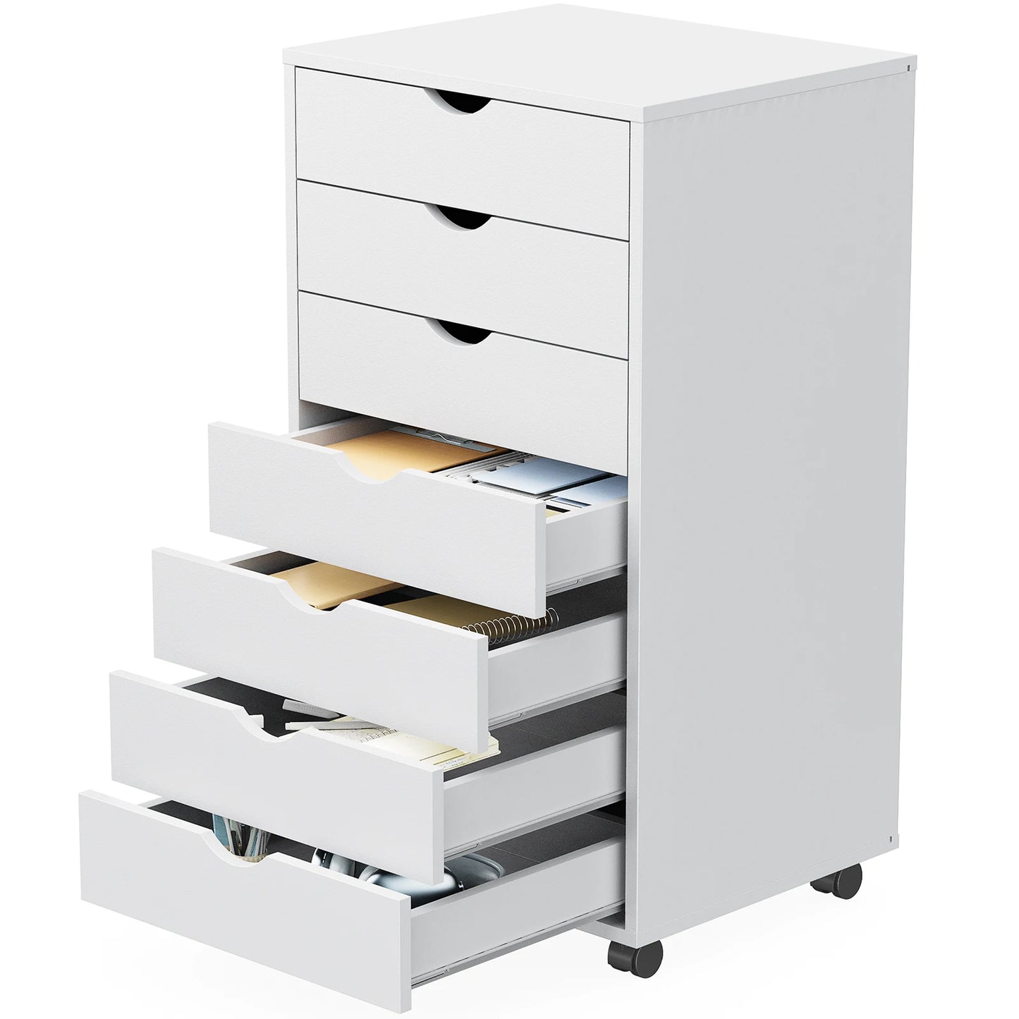 Jhk 7 Drawer Wooden Rolling Nightstand And Storage Cabinet
