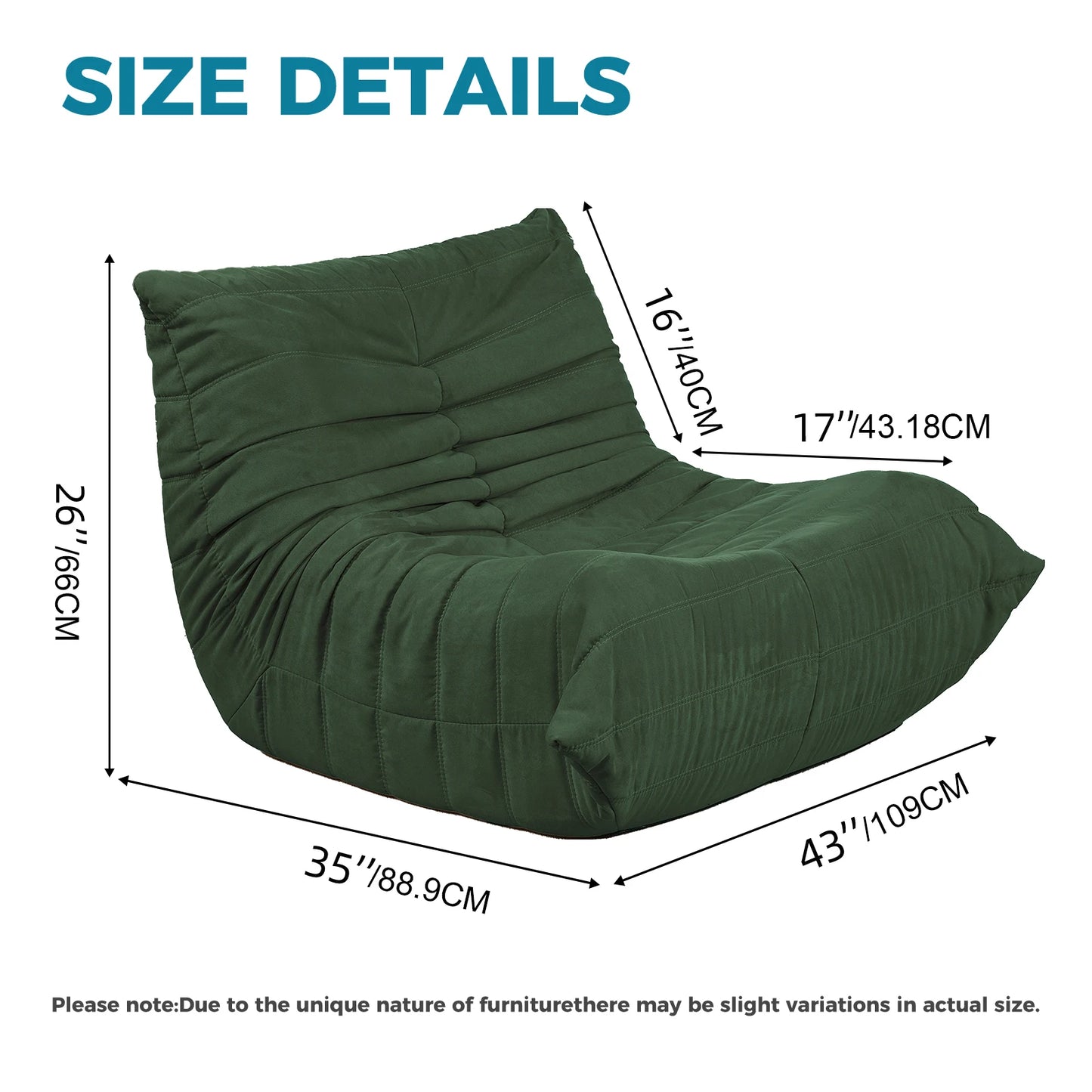 Armless Ergonomic Memory Foam Lounge Beanbag Chair