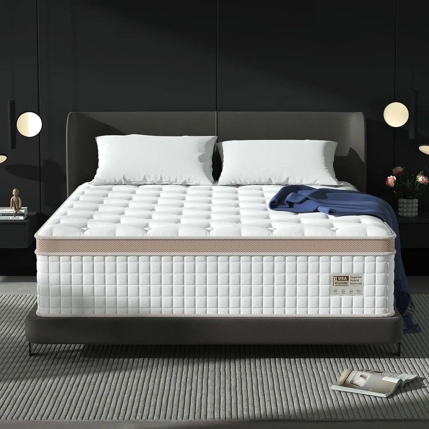 BedStory 14 Inch Luxury Hybrid Gel Memory Foam Mattress Made In USA