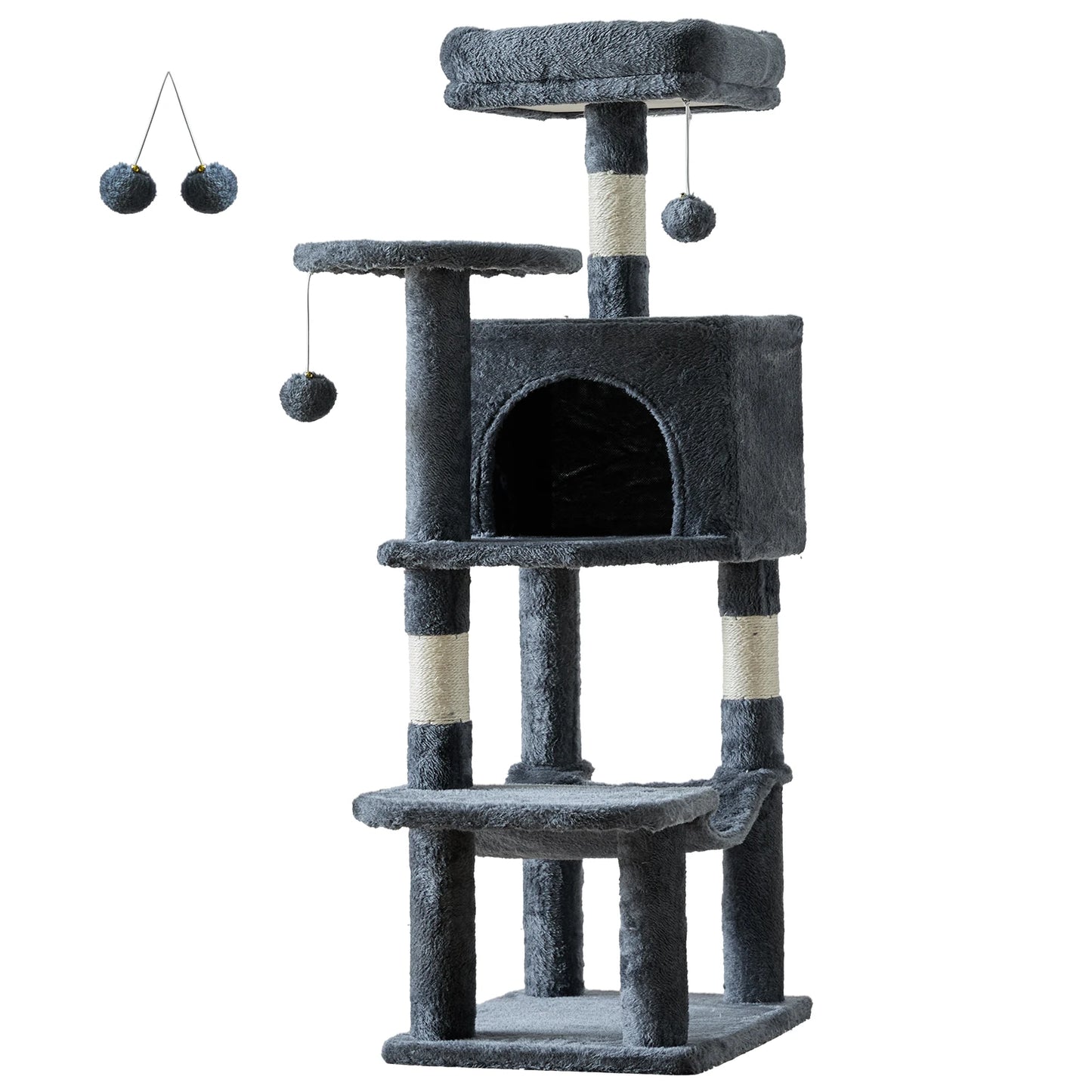 JHK Indoor Multi Cat Tower With Natural Sisal Scratching Posts