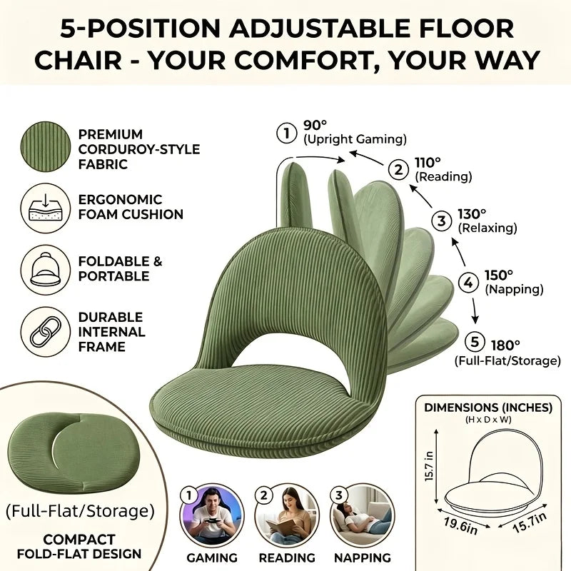 Adjustable Lazy Recliner Floor Sofa With Backrest Foldable Design