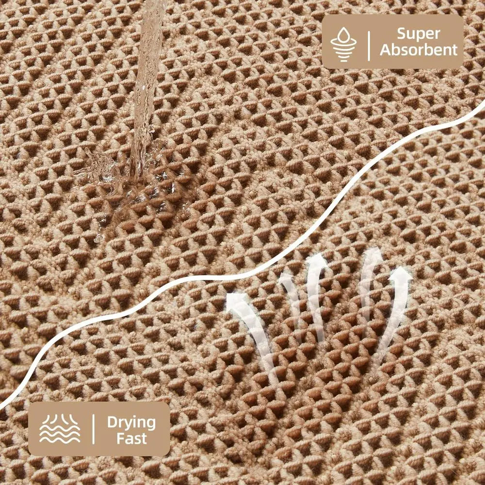 Herringbone Non Slip Washable Absorbent Bathroom Rug Bath Mat