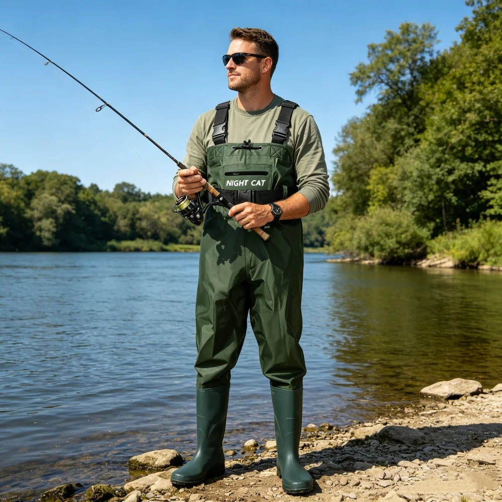Night Cat Breathable Waterproof Chest Waders With Boots