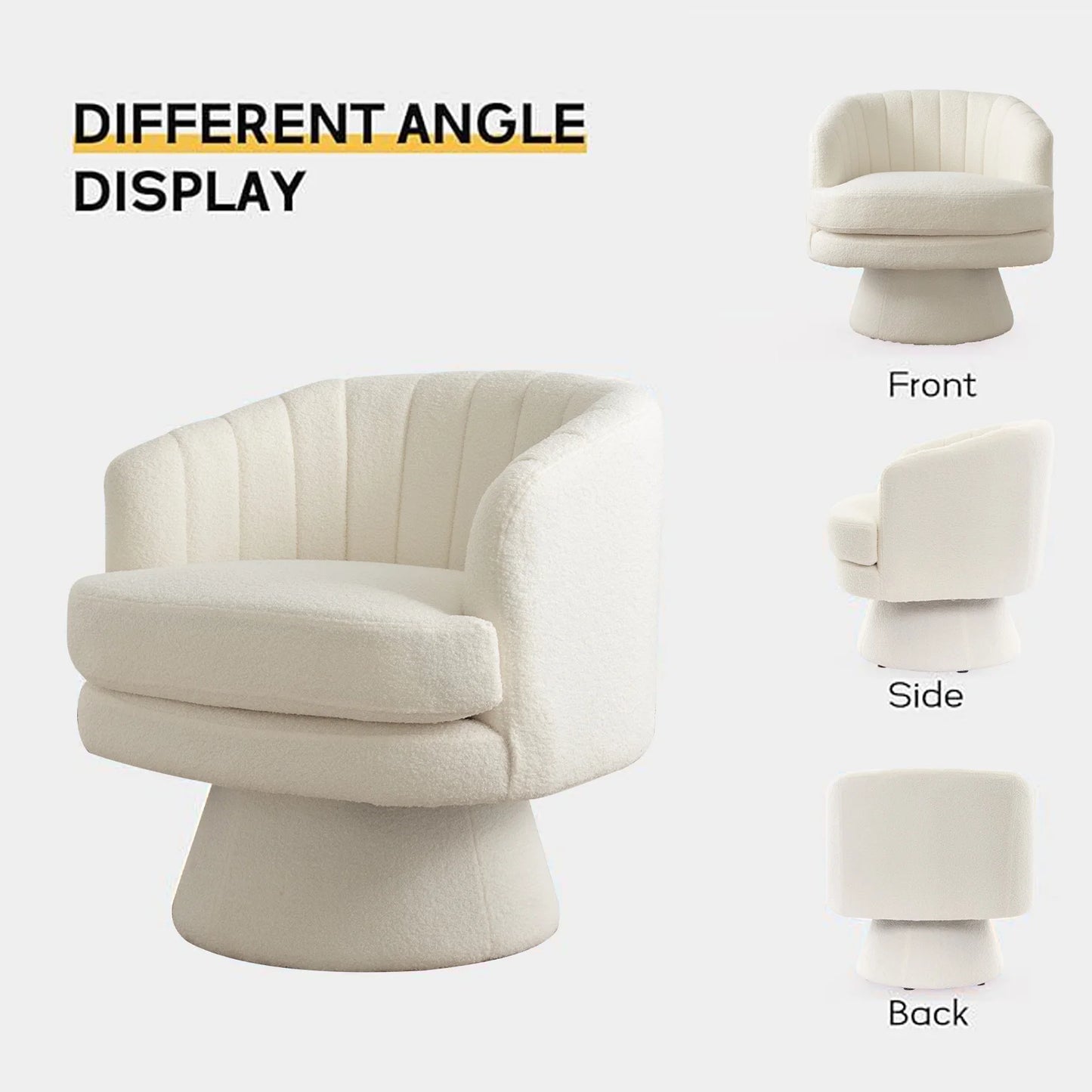 Ebello Modern Velvet Swivel Barrel Chair With Armrest