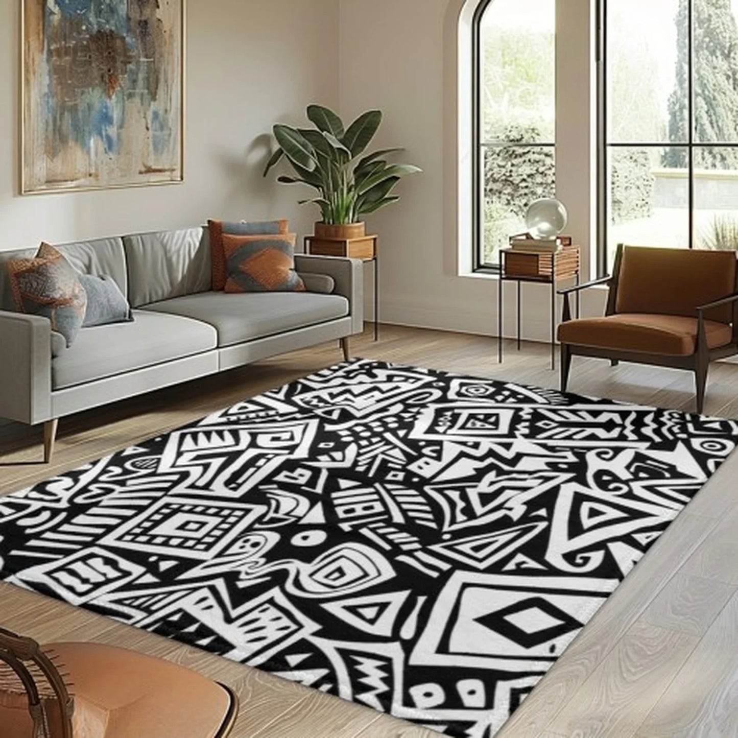 Modern Abstract Polyester Carpet For Living Room Decor