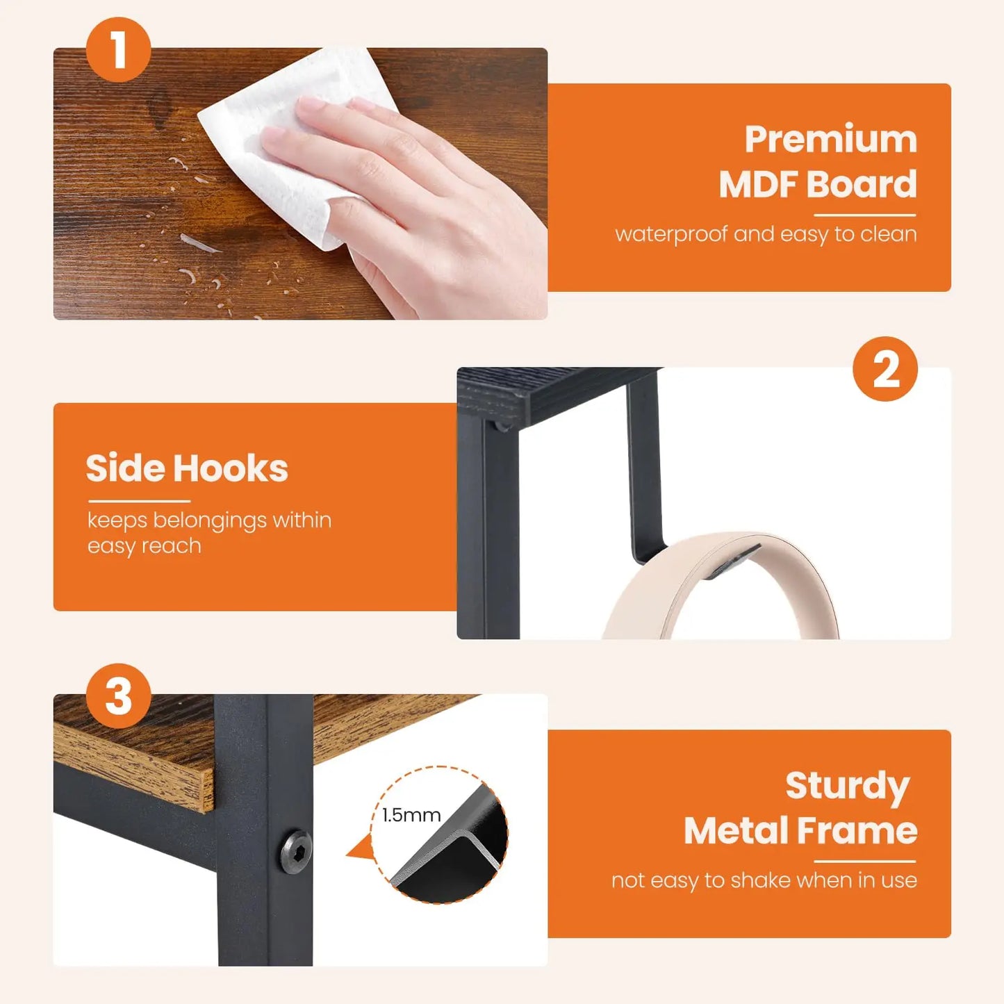 JHK Modern Wood Computer Desk With Two Adjustable Storage Drawers