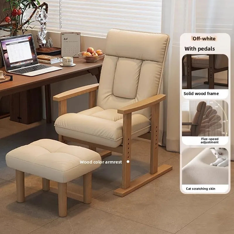 MOYU Ergonomic Adjustable Wood Recliner Office Chair For Home