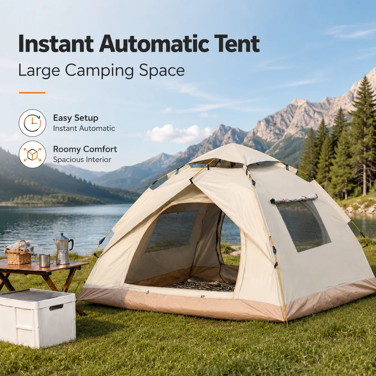 Tribenest Automatic Pop Up Tent Quick Setup Windproof Rain Resistant