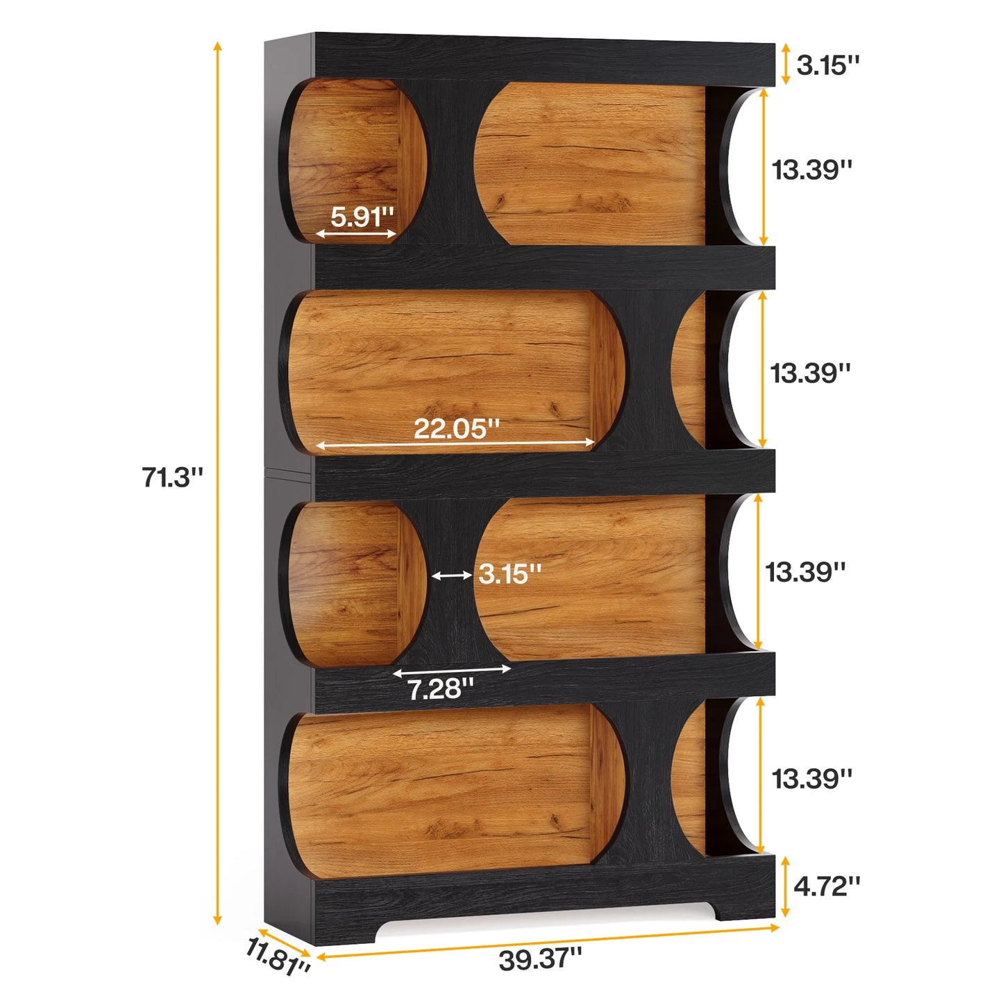 Tribesigns Freestanding Wooden Bookcase S Shaped Storage Display Shelving Unit
