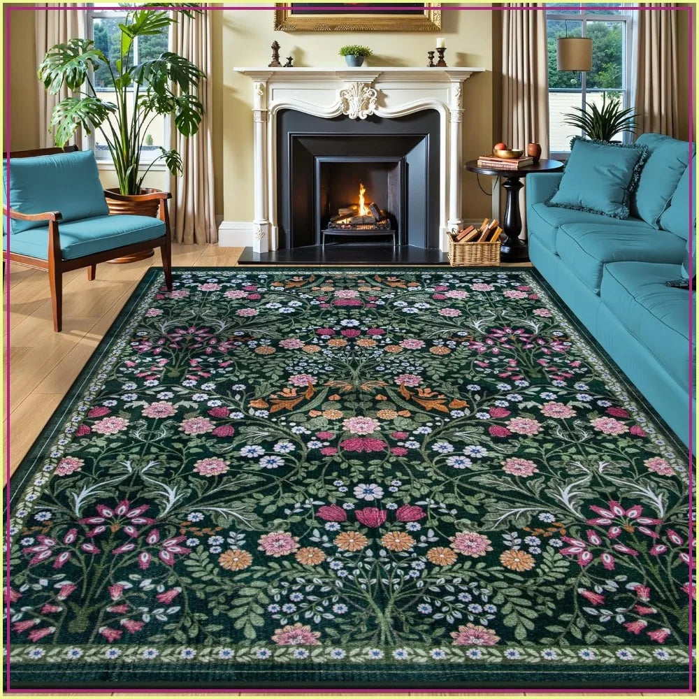Washable Nylon Boho Area Rug Non Slip Stain Resistant Backing