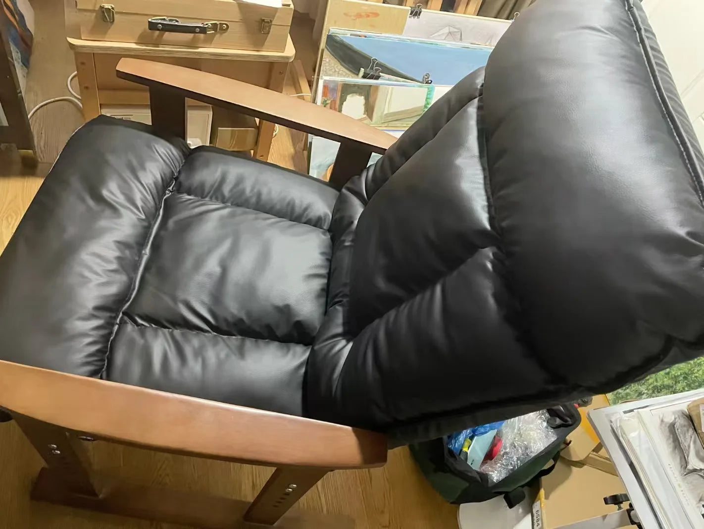 MOYU Ergonomic Adjustable Wood Recliner Office Chair For Home