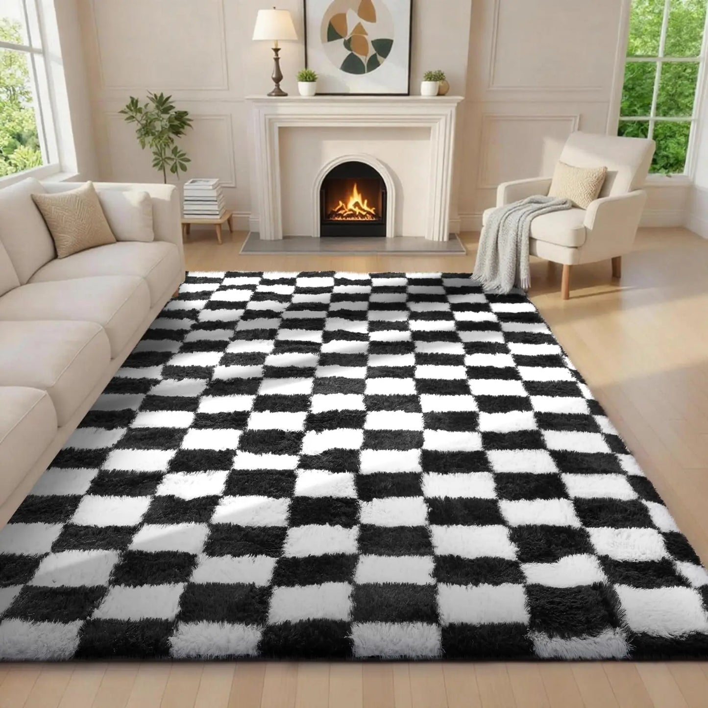 Soft Long Hair Plush Carpet Rug Non Slip Floor Runner