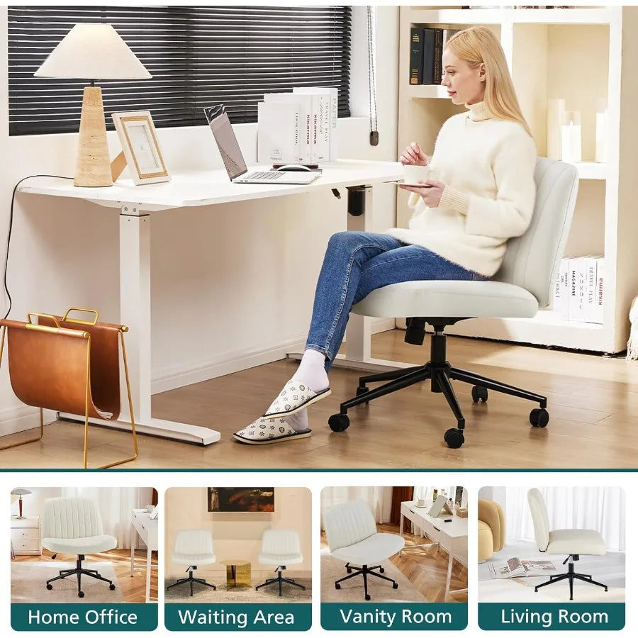 Xiuwo Criss Cross Adjustable Height Swivel Vanity Chair With Wheels