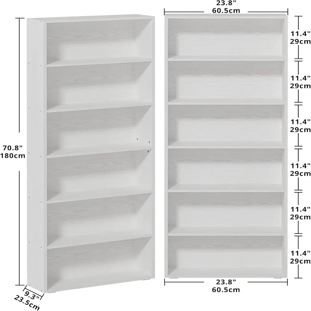 IRONCK 6 Tier Modern Wood Bookcase Home Office Storage Shelf