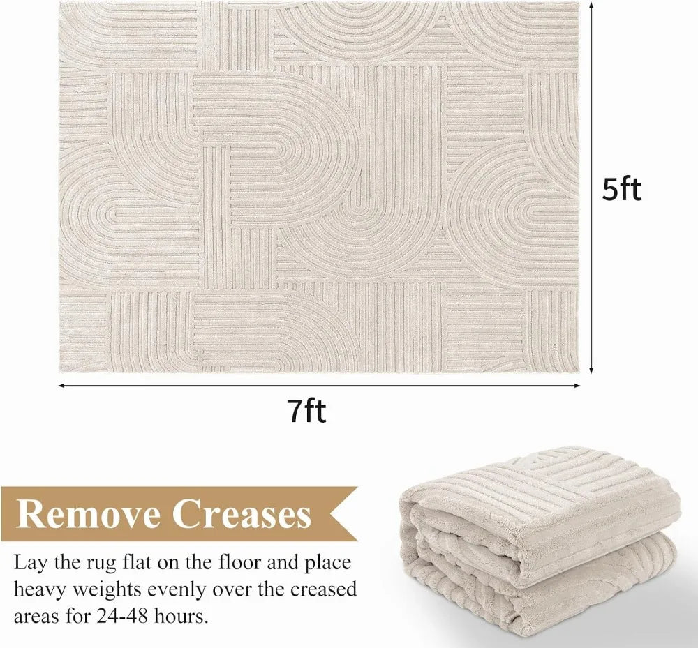 Modern Nylon Area Rug Featuring Non Slip Rubber Backing