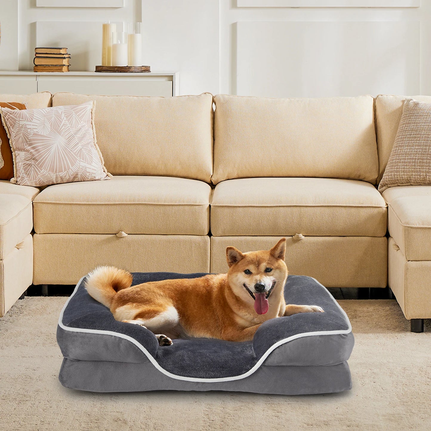 JHK Orthopedic Memory Foam Pet Bed Waterproof Washable Removable Cover