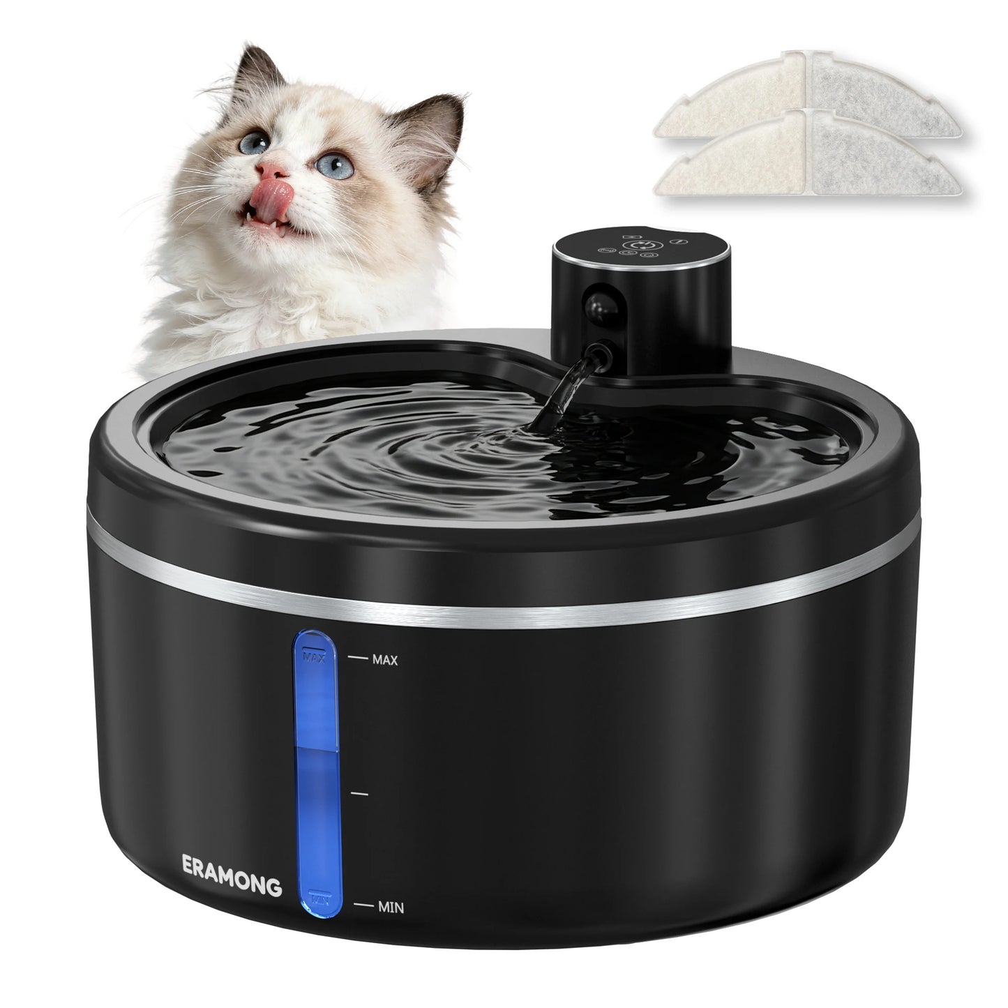 Eramong 2.7L Wireless Intelligent Cat Water Fountain With Battery