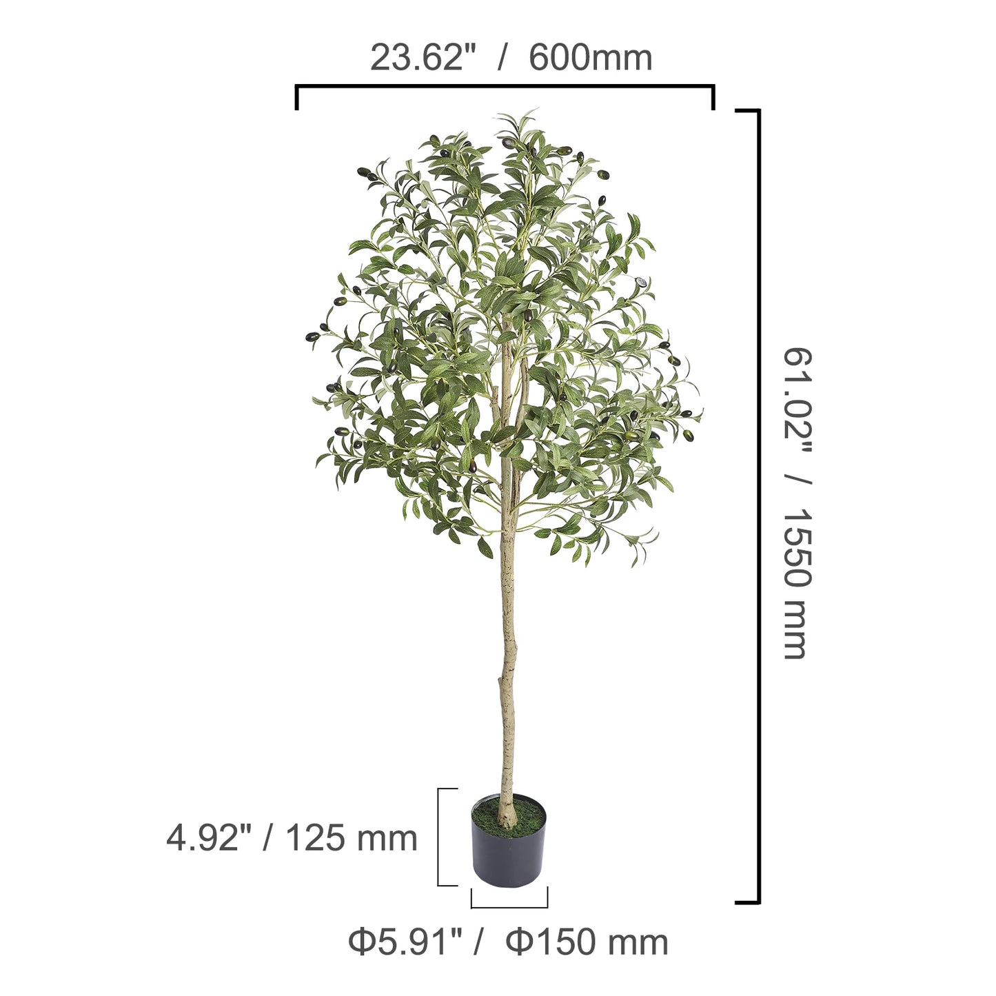 SucceBuy Artificial Olive Tree Plant Low Maintenance Indoor Outdoor Decor