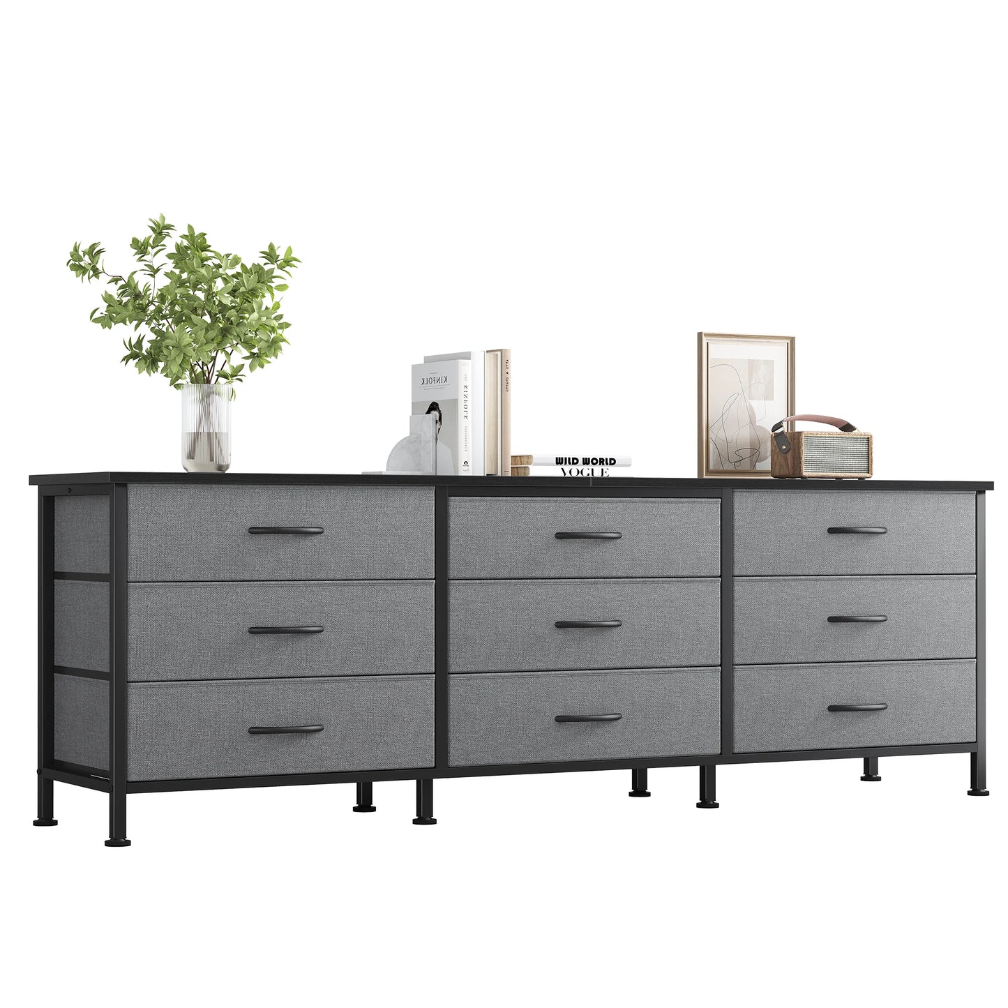 MCQ Large Capacity 9 Drawer Fabric Cabinet Entertainment Center TV Stand