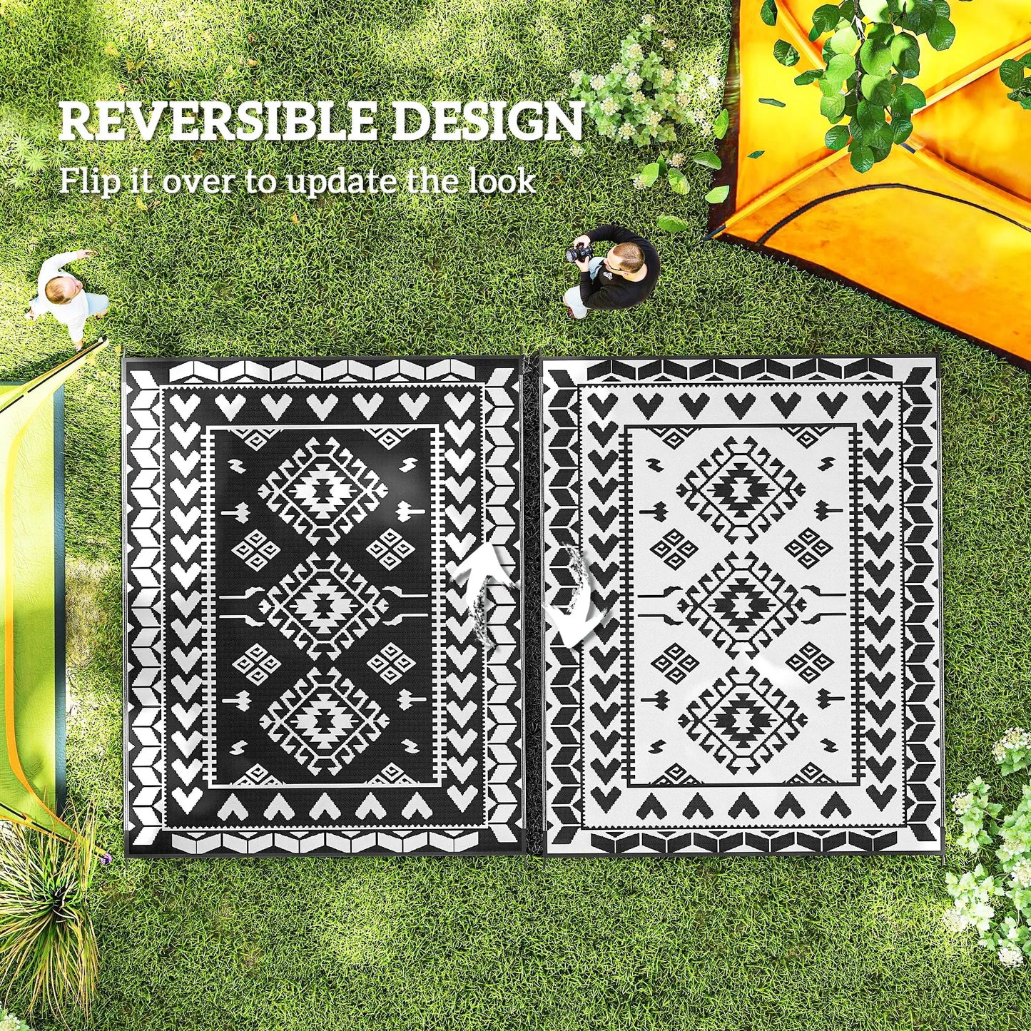 Modern Geometric Outdoor Rug Polypropylene Patchwork Floor Mat