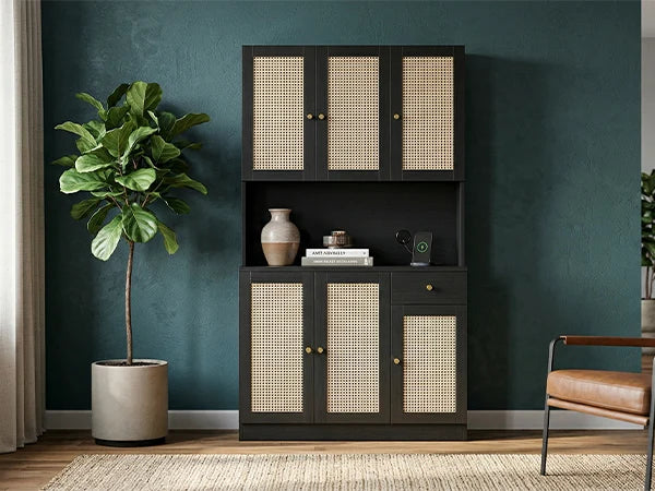 Modern Wooden Tall Storage Cabinet With Countertop