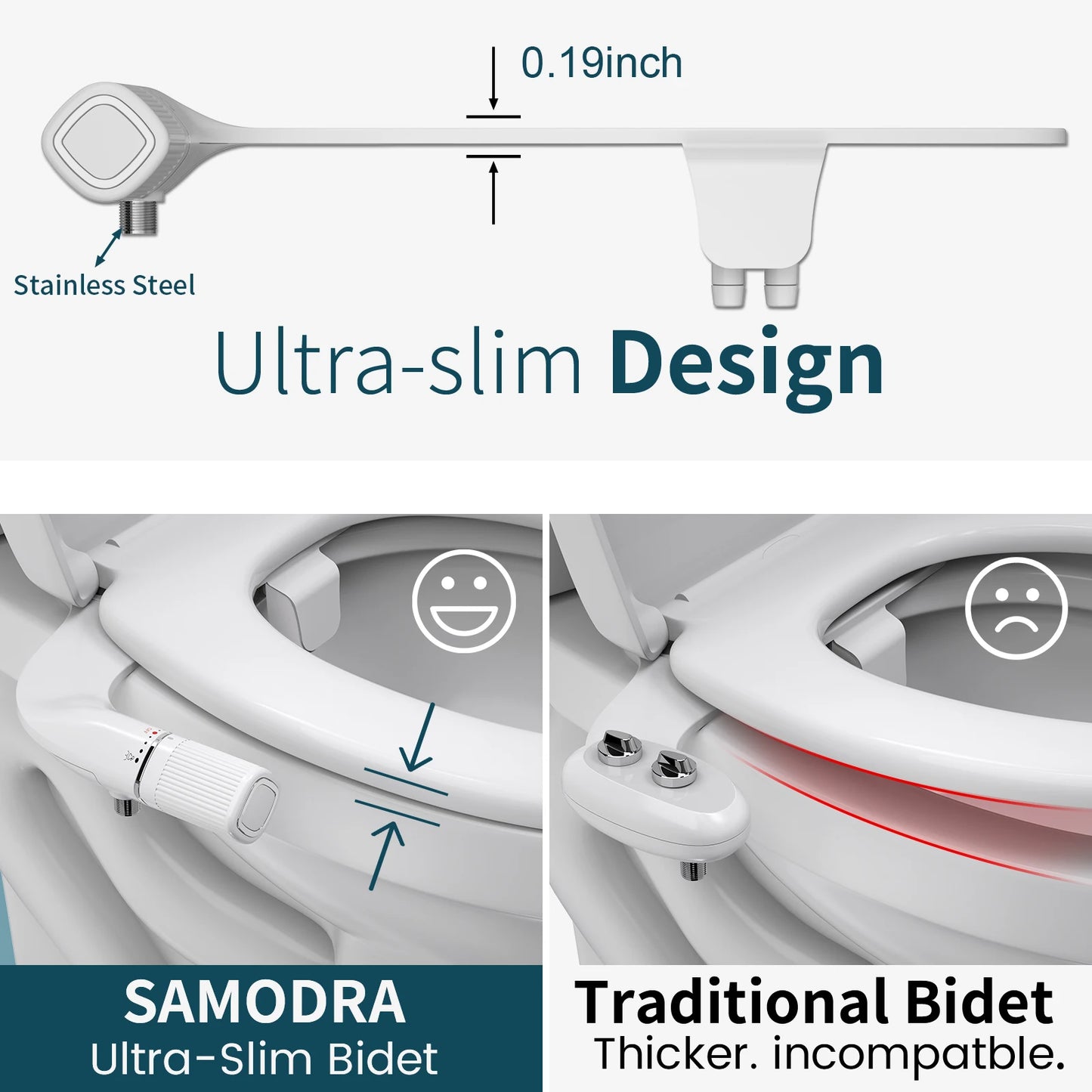 Samodra Dual Nozzle Non-Electric Bidet With Adjustable Water Pressure