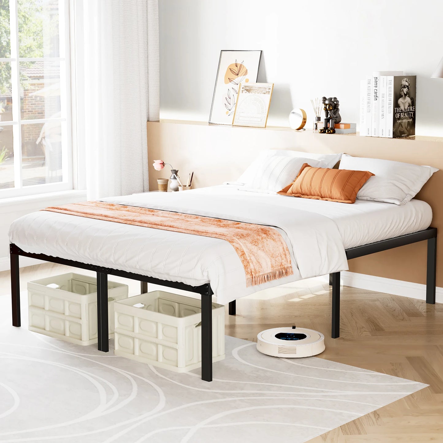 JHK Steel Metal Platform Bed Frame With Storage