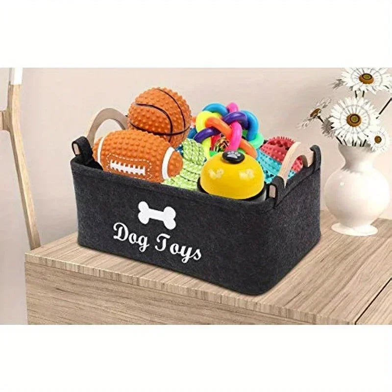 Premium Soft Fleece Dog Toy Storage Box Basket Organizer Holder