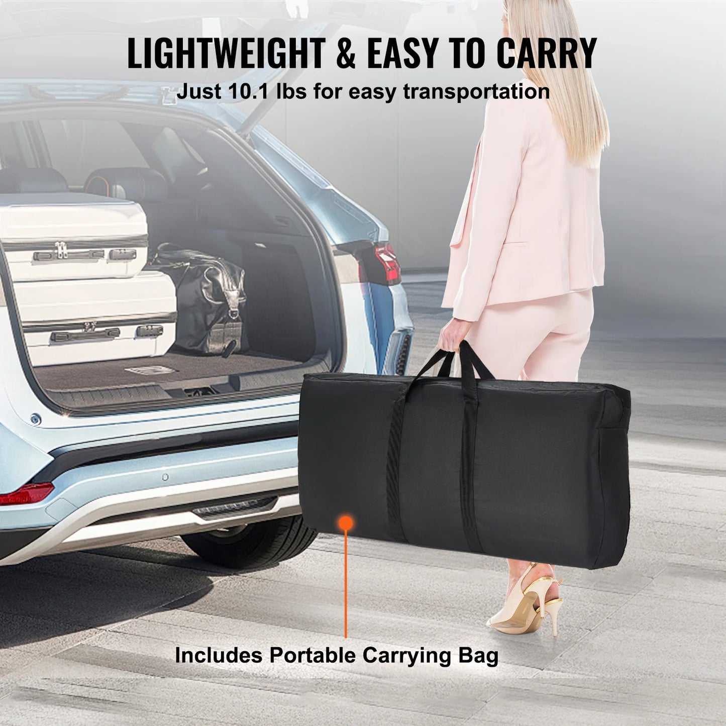 SucceBuy Folding Bar Table With Skirt Carrying Case For Tradeshow